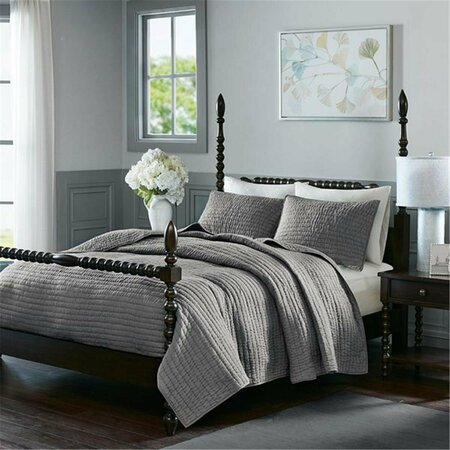 MADISON PARK SIGNATURE Madison Park Serene Cotton Coverlet Set, Grey, Full and Queen MPS13-272